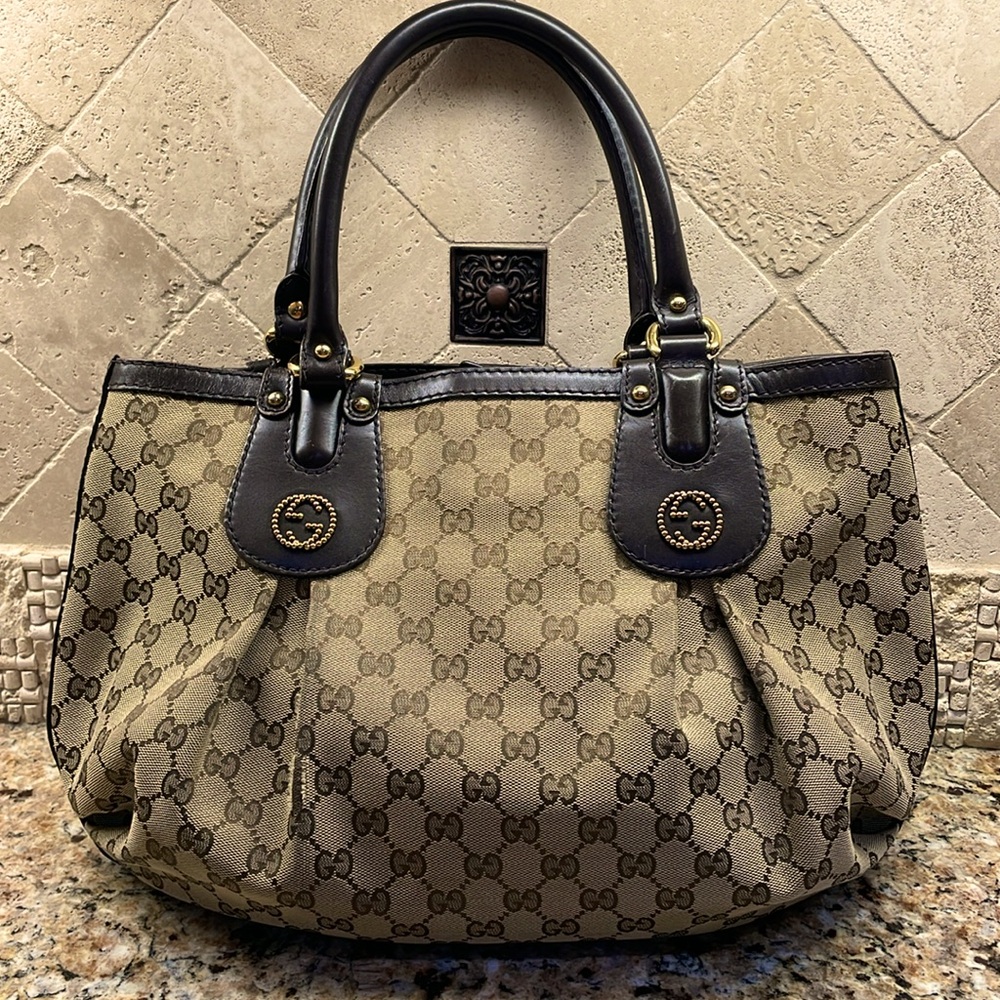 GUCCI SCARLETT GG FABRIC CANVAS TOTE GUC
